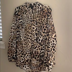 Lane Bryant Animal Print Button Up Blouse 16